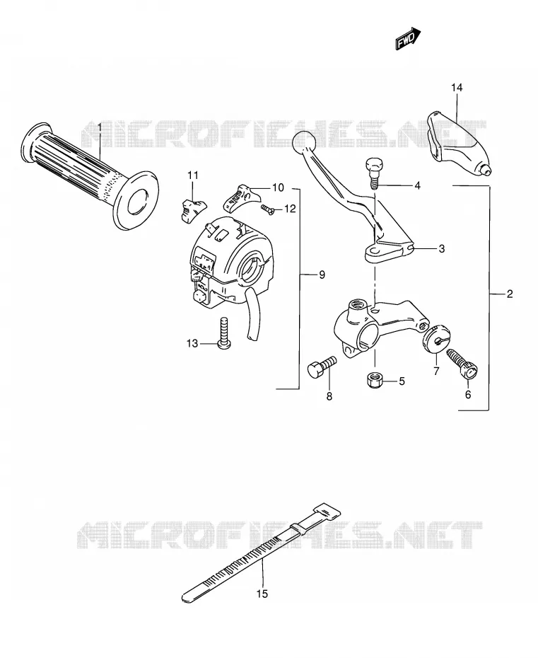 ENSEMBLE POIGNEE GAUCHE Suzuki MOTO 50 TS-X 1986  TS50XKG(E1)