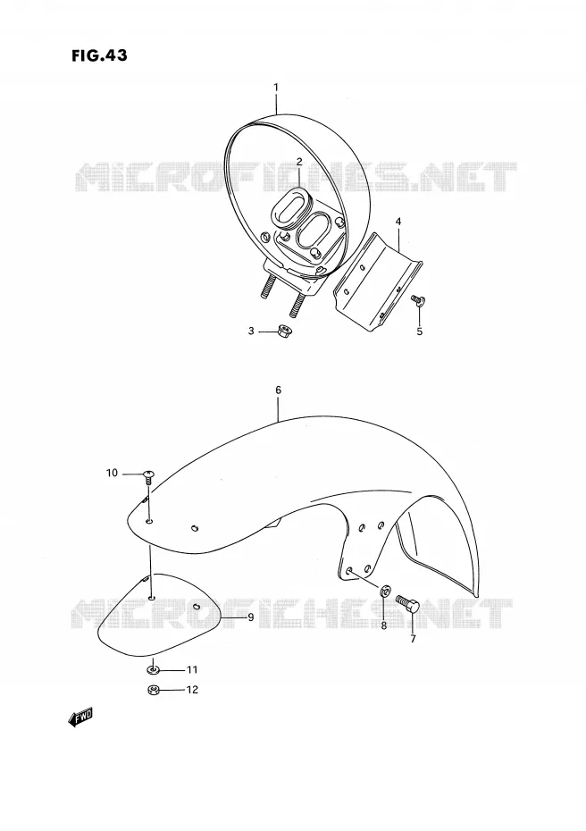 GARDE BOUE AVANT (MODELE H/J/K/L/M/N/P/R) Suzuki MOTO 1400 INTRUDER 1988  VS1400GLFJ(E2)