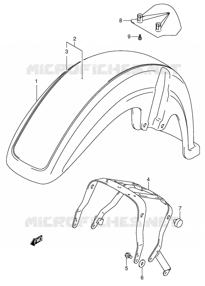 GARDE BOUE AVANT (MODELE K1) Suzuki MOTO 800 VOLUSIA 2004  VL800ZK4(E2)