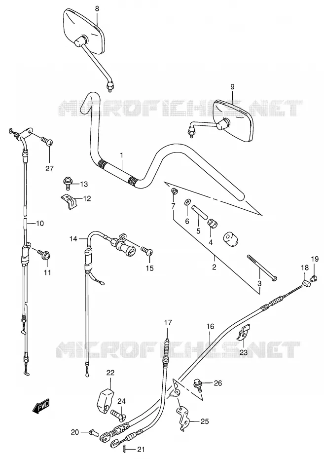 GUIDON (MODELE K1/K2/K3/K4) Suzuki MOTO 800 INTRUDER 2002  VS800GLK2(E3/E28)