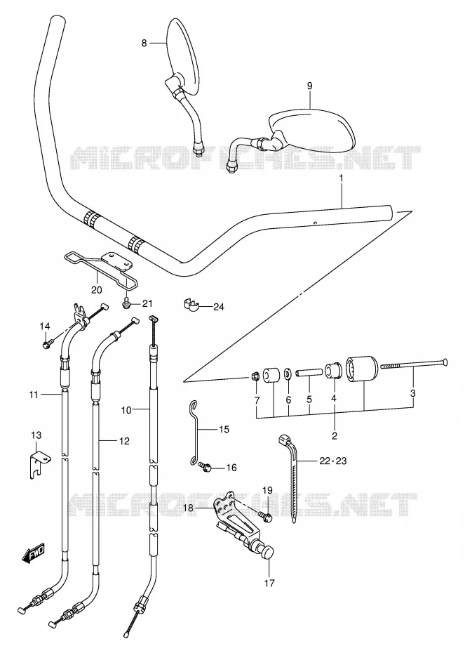GUIDON (MODELE K1/K2/K3/K4) Suzuki MOTO 800 VOLUSIA 2002  VL800K2(E2)