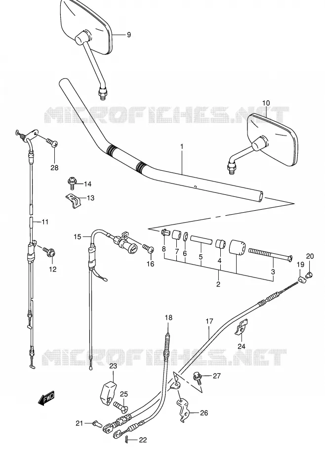 GUIDON (MODELE K5) Suzuki MOTO 800 INTRUDER 2005  VS800K5(E3/E28)
