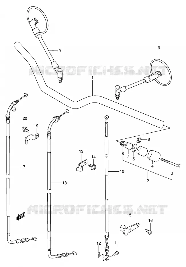 GUIDON (MODELE V/W/X) Suzuki MOTO 250 TU 1997  TU250XV(E2)
