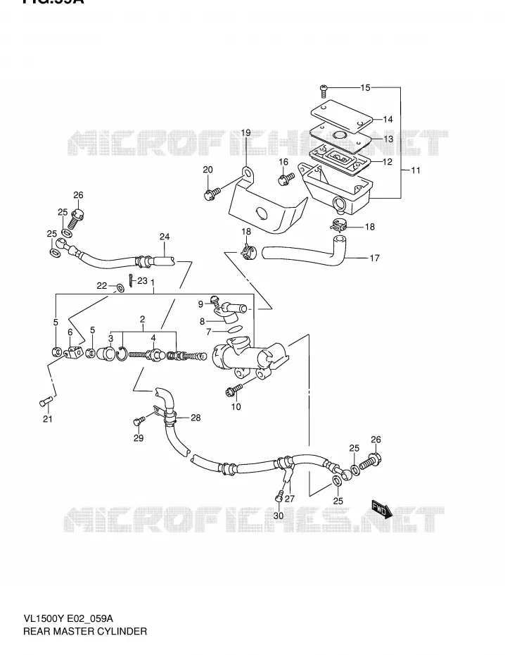MAITRE CYLINDRE ARRIERE (MODELE K2/K3/K4) Suzuki MOTO 1500 INTRUDER 2001  VL1500K1(E2)