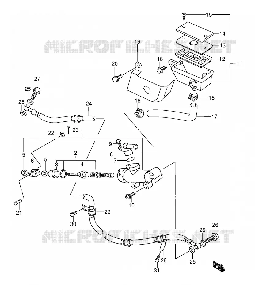 MAITRE CYLINDRE ARRIERE (MODELE W/X/Y/K1) Suzuki MOTO 1500 INTRUDER 2014  VL1500K3(E2)