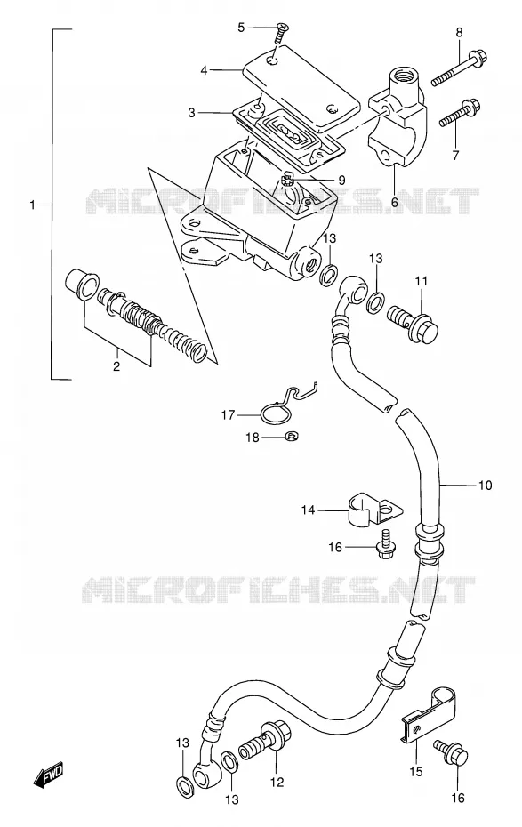 MAITRE CYLINDRE AVANT (MODELE L/M/N) Suzuki MOTO 800 VX 1992  VX800N(E4)