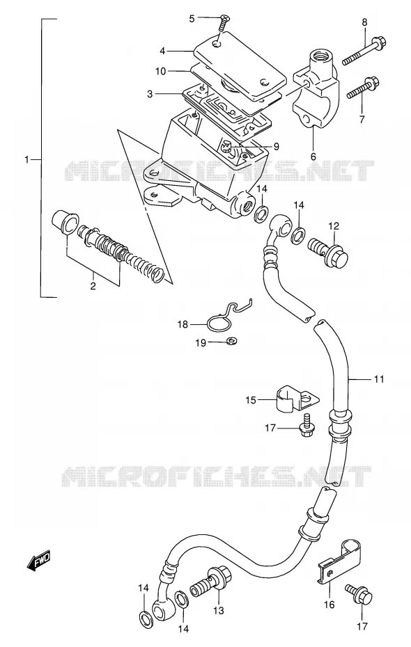 MAITRE CYLINDRE AVANT (MODELE P/R/T) Suzuki MOTO 800 VX 1992  VX800UN(E4)