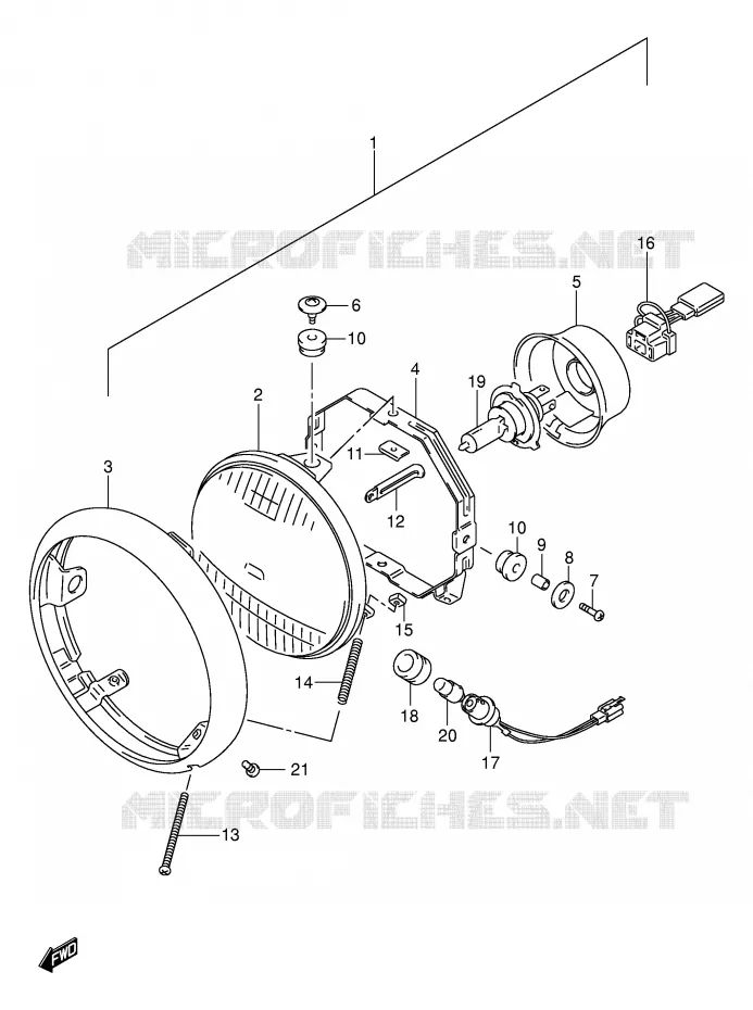 PHARE (E2,E4,E17,E18,E19,E25,E34) Suzuki MOTO 250 INTRUDER 2002  VL250K2(E2)