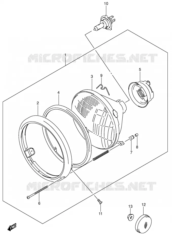 PHARE (MODELE K1/K2/K3/K4 E24) Suzuki MOTO 800 VOLUSIA 2001  VL800K1(E2)