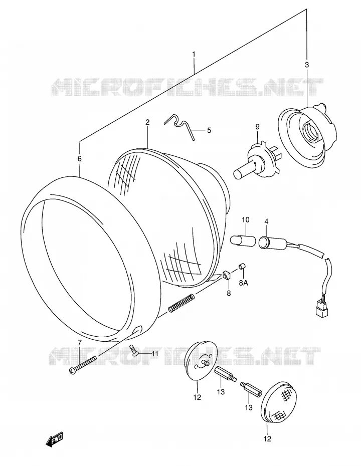 PHARE (MODELE K1/K2/K3/K4 E2,E19,E24,P37) Suzuki MOTO 1500 INTRUDER 2000  VL1500Y(E2)