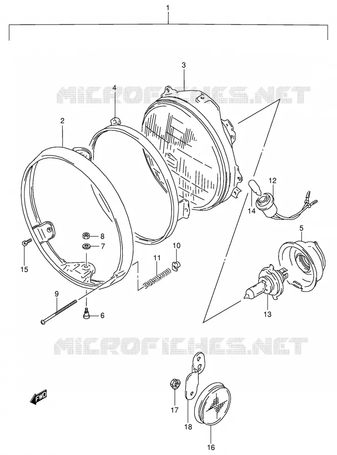 PHARE (MODELE P/R EXCEPT E2,E24) Suzuki MOTO 800 VX 1992  VX800UN(E4)