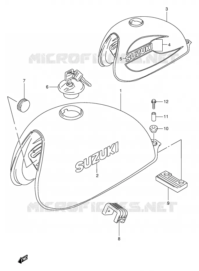 RESERVOIR D'ESSENCE (MODELE V/W) Suzuki MOTO 250 TU 2001  TU250XK1(E2)