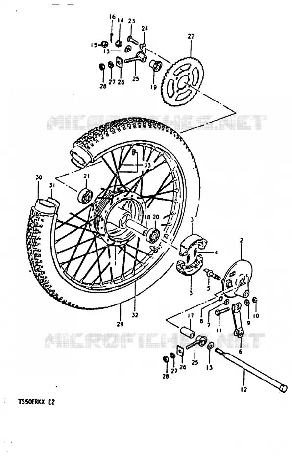 ROUE ARRIERE (TS50ERKT) Suzuki MOTO 50 TS-ER 1981  TS50ERKDX(T/X)