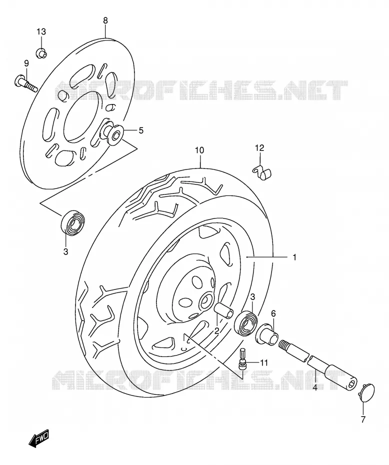 ROUE AVANT (MODELE W/X/Y/K1) Suzuki MOTO 1500 INTRUDER 2004  VL1500K4(E2)
