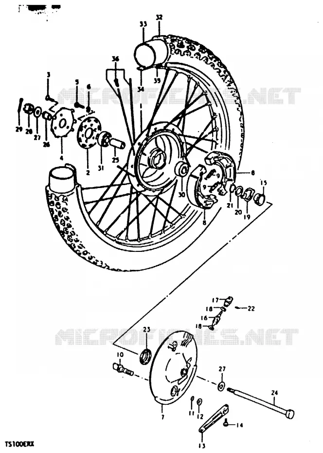 ROUE AVANT Suzuki MOTO 100 TS-ER 1999  TS100ERX(T/X)