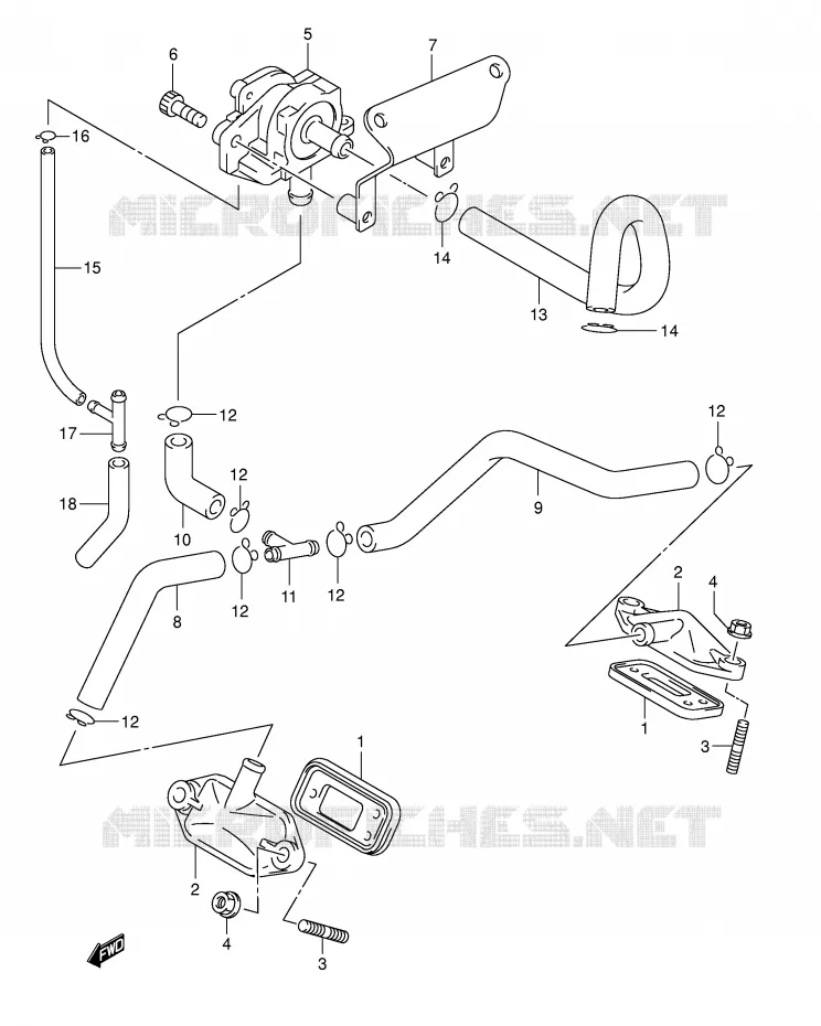 SYSTÈME DE RECYCLAGE GAZ D'ECHAPPEMENT Suzuki MOTO 250 INTRUDER 2007  VL250K7(E19)