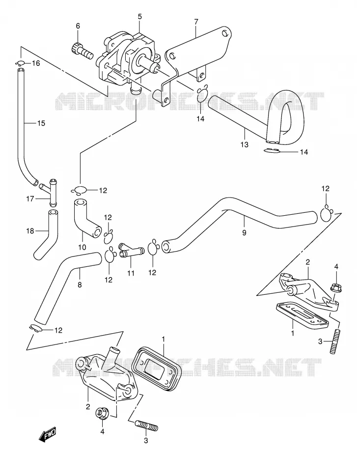 SYSTEME RECYCLAGE GAZ ECHAPPEMENT (MODELE Y E18/K1 E18/K2/K3/K4) Suzuki MOTO 125 INTRUDER 2003  VL125LK3(E2)