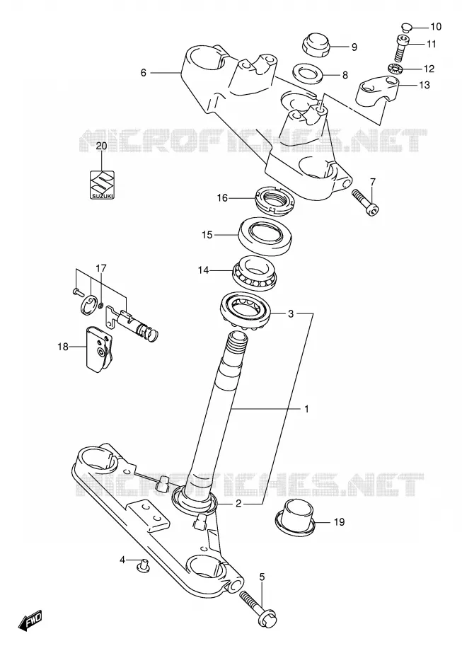 TE DE FOURCHE (MODELE K2/K3/K4) Suzuki MOTO 125 INTRUDER 2004  VL125K4(E2)