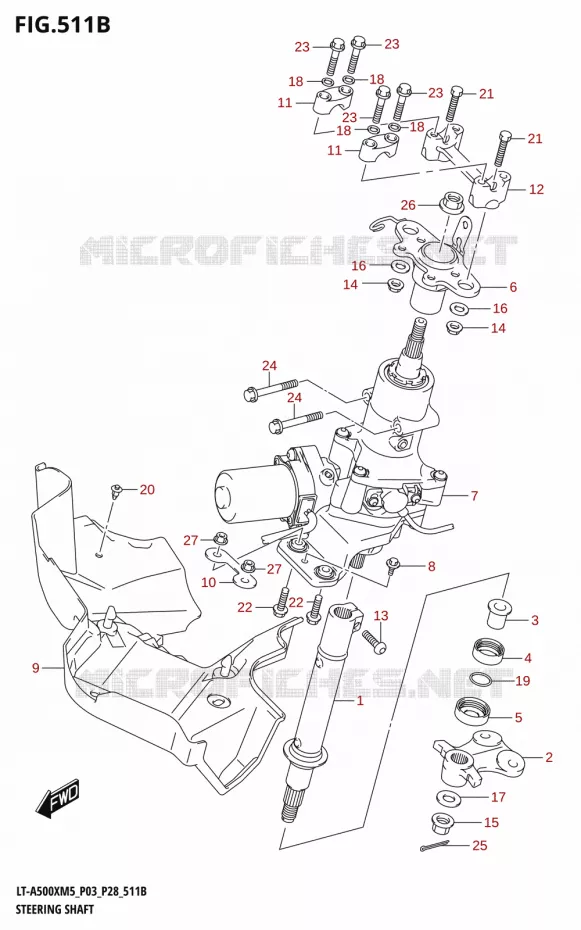 COLONNE DE DIRECTION (LT-A500XP) Suzuki QUAD 500 KINGQUAD 2025  LT-A500XM5 P03 2025 M5