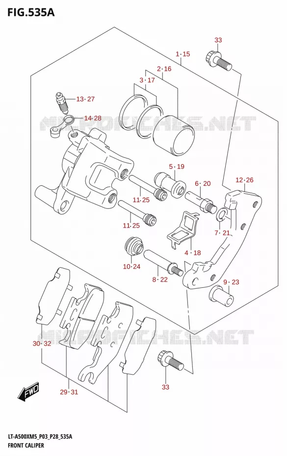ETRIER DE FREIN AVANT Suzuki QUAD 500 KINGQUAD 2025  LT-A500XM5 P03 2025 M5