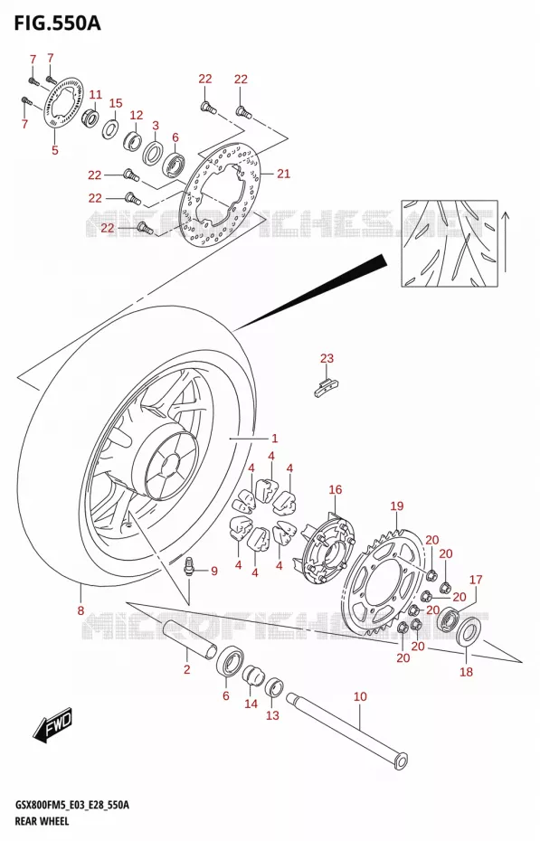 ROUE ARRIERE Suzuki MOTO 800 GSX 2025  GSX800FRQM5 E28 2025 M5 (E28)