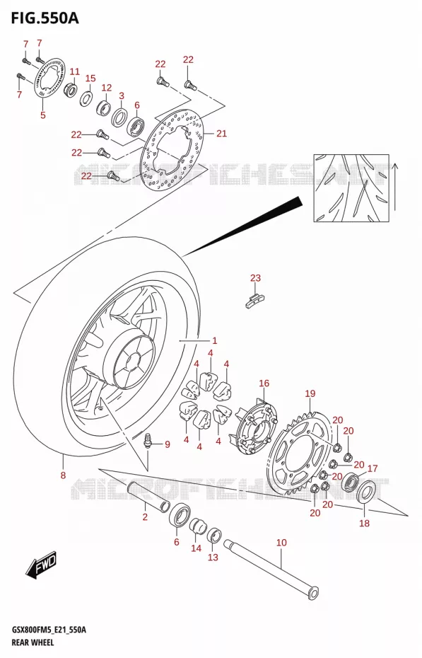 ROUE ARRIERE Suzuki MOTO 800 GSX 2025  GSX800FUQ 2025 M5 (E21)