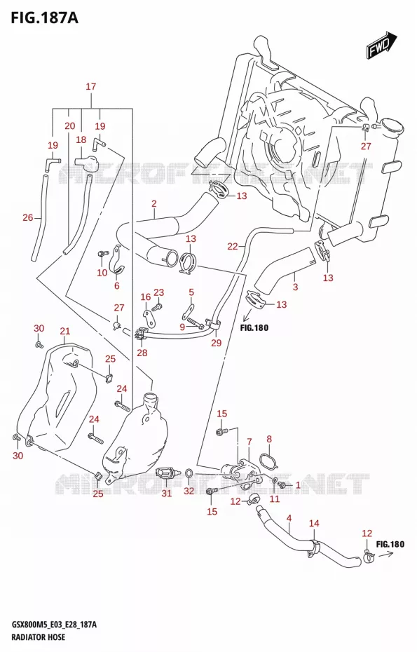 DURITES DE RADIATEUR - VASE D'EXPANSION Suzuki MOTO 800 GSX 2025  GSX800RQM5 E28 2025 M5 (E28)