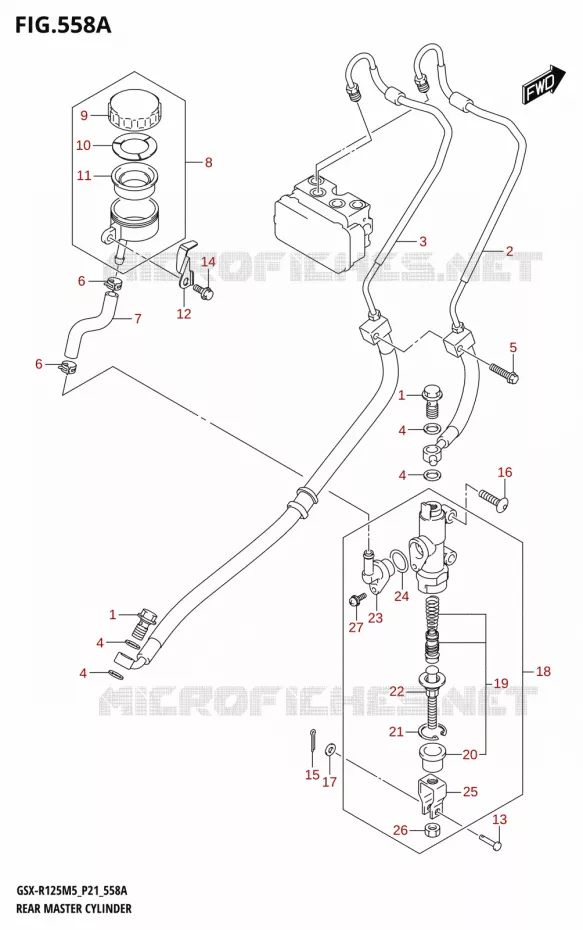 MAITRE CYLINDRE DE FREIN ARRIERE Suzuki MOTO 125 GSX-R 2025  GSX-R125RL 2025 M5 (P21)