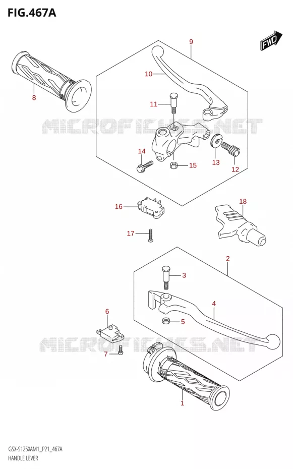 LEVIERS - POIGNEES Suzuki MOTO 125 GSX-S 2021  GSX-S125XA M1 (P21)