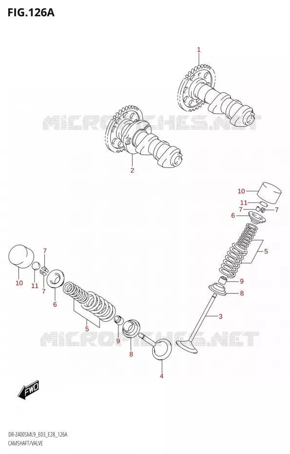 ARBRE A CAMES - SOUPAPES Suzuki MOTO 400 DR-Z 2019  DR-Z400SM 2019 L9 (E28)