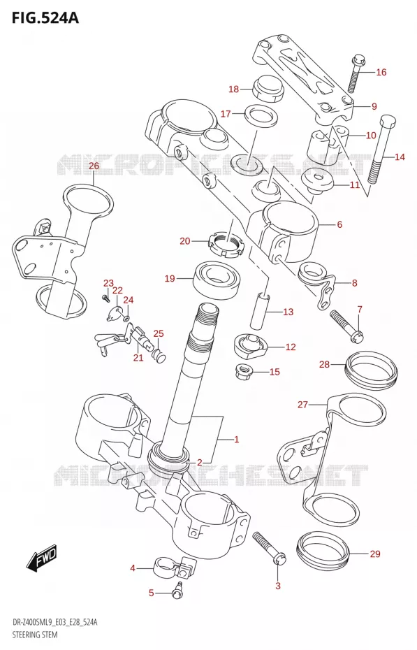 COLONNE DE DIRECTION Suzuki MOTO 400 DR-Z 2019  DR-Z400SM 2019 L9 (E28)