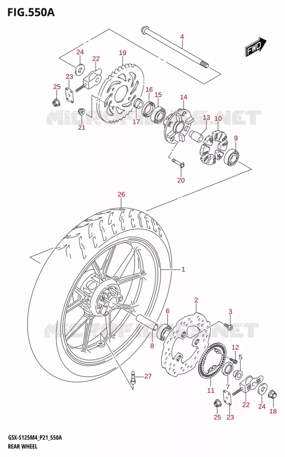 ROUE ARRIERE Suzuki MOTO 125 GSX-S 2024  GSX-S125RL / GSX-S125RLX M4 (P21)