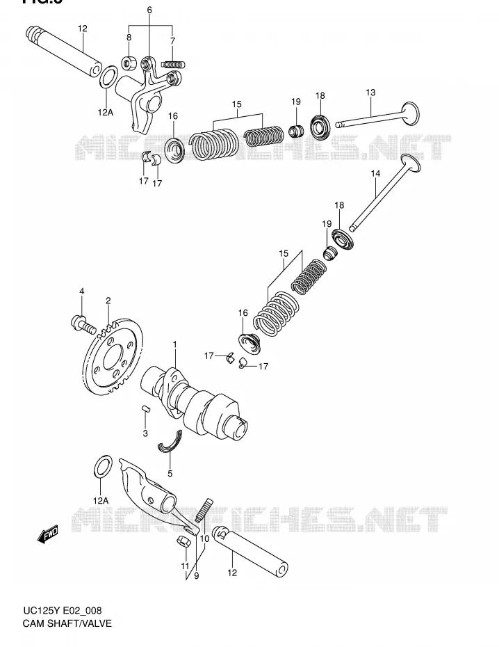 ARBRE A CAMES - SOUPAPES Suzuki SCOOTER 125 EPICURO 2000  UC125UY(E2)