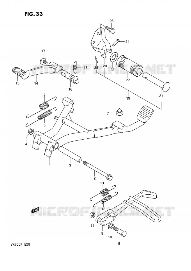 BEQUILLE - PEDALE DE FREIN ARRIERE Suzuki MOTO 800 VX 1991  VX800M(E28)