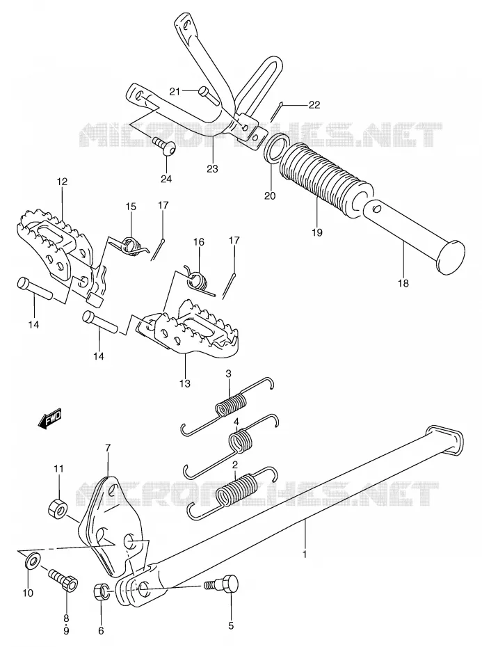 BEQUILLE - REPOSE PIED (MODELE R) Suzuki MOTO 125 TS-R 1992  TS125RN(E2)