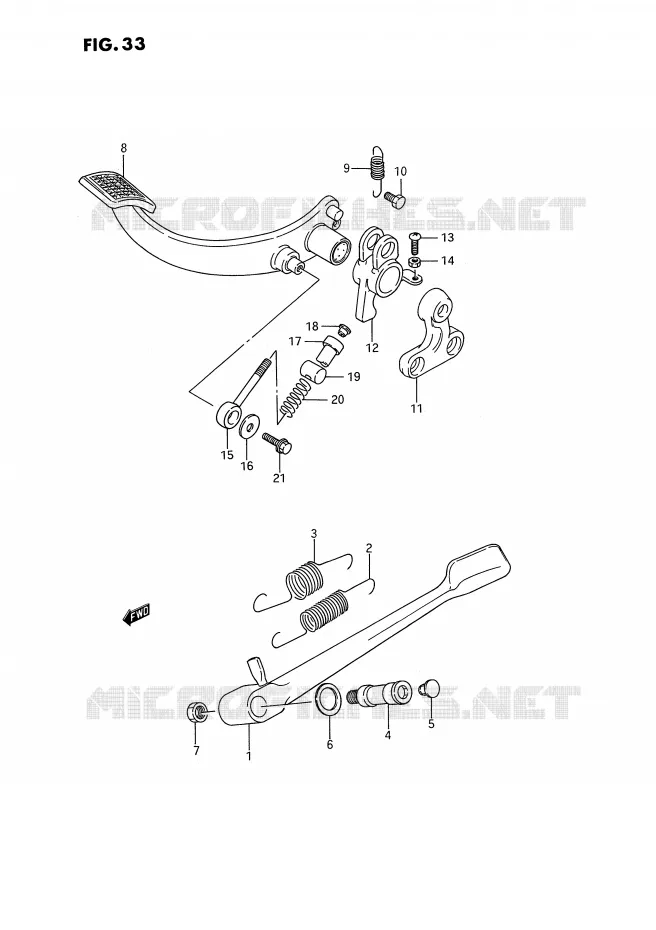 BEQUILLE LATERALE - PEDALE DE FREIN ARRIERE Suzuki MOTO 1400 INTRUDER 1991  VS1400GLPM(E2)