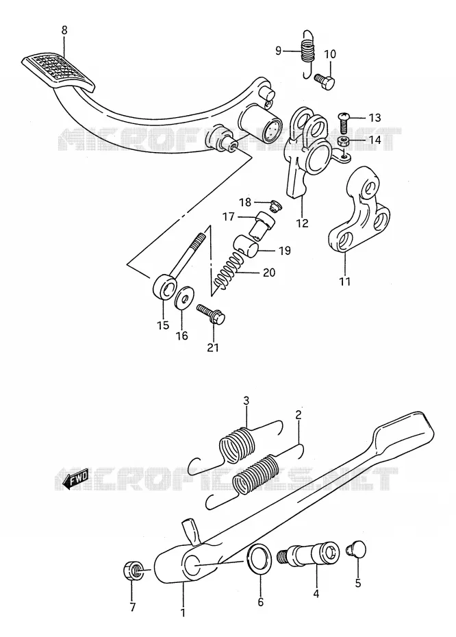 BEQUILLE LATERALE - PEDALE DE FREIN ARRIERE Suzuki MOTO 1400 INTRUDER 1993  VS1400GLFP(E28)