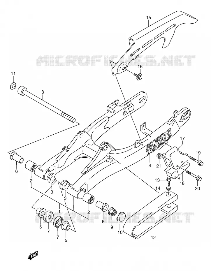 BRAS OSCILLANT ARRIERE (MODELE R) Suzuki MOTO 125 TS-R 1990  TS125RL(E2)