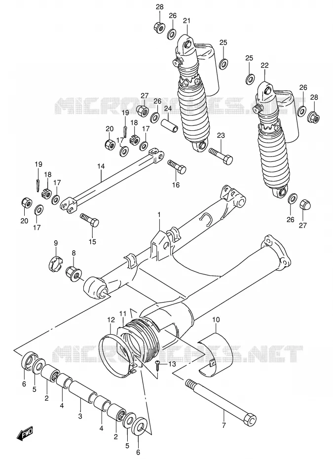 BRAS OSCILLANT ARRIERE (VOIR NOTE) Suzuki MOTO 800 VX 1996  VX800UT(E4)