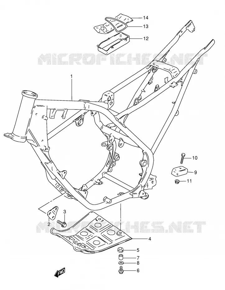 CADRE (MODELE H/J/M/R) Suzuki MOTO 50 TS-X 1994  TS50XKR(E1)
