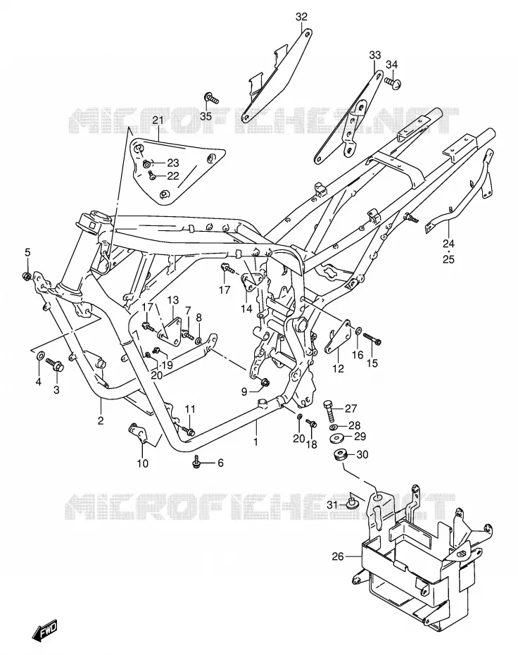 CADRE (MODELE L/M/N/P) Suzuki MOTO 800 VX 1991  VX800UM(E4)