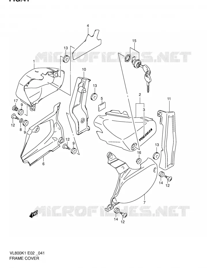 CARENAGES ARRIERE  (MODELE K1) Suzuki MOTO 800 VOLUSIA 2005  VL800K5(E2)