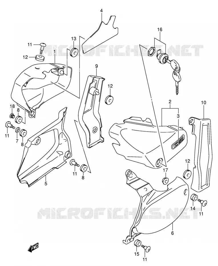 CARENAGES ARRIERE  (MODELE K5) Suzuki MOTO 800 VOLUSIA 2004  VL800ZK4(E2)