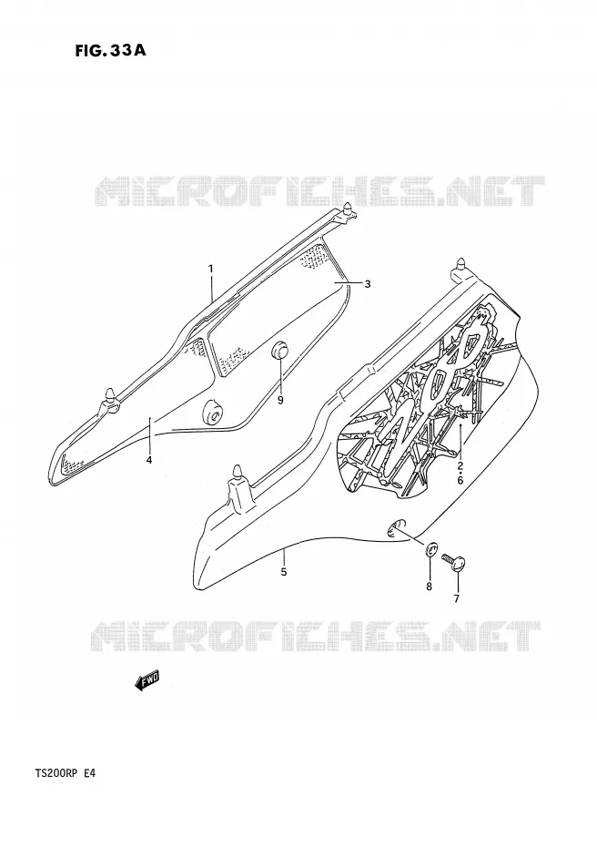 CARENAGES ARRIERE  (MODELE P) Suzuki MOTO 200 TS-R 1991  TS200RM(E4)