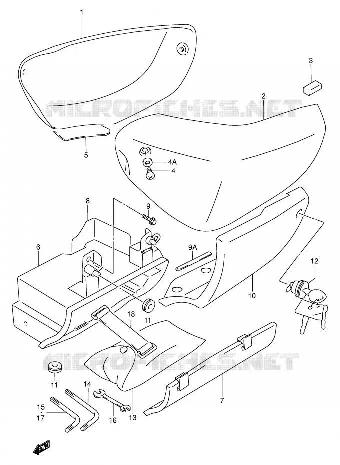 CARENAGES ARRIERE  (MODELE W/X) Suzuki MOTO 1500 INTRUDER 1999  VL1500X(E2)