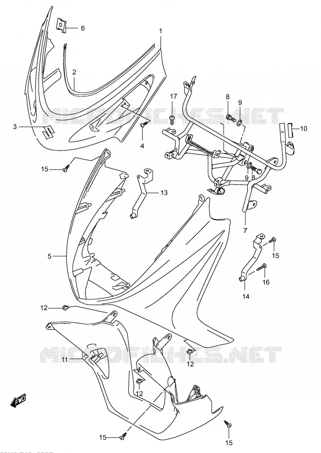 CARENAGES AVANT (MODELE K4) Suzuki SCOOTER 150 BURGMAN 2004  UH150K4(P19)