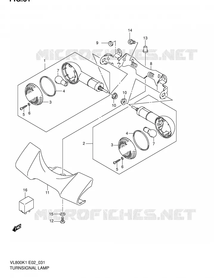 CLIGNOTANTS AVANT (MODELE K1/K2/K3) Suzuki MOTO 800 VOLUSIA 2003  VL800K3(E2)