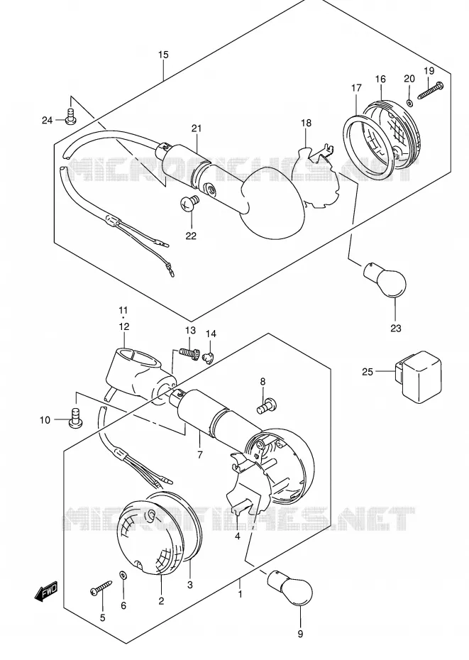 CLIGNOTANTS (MODELE K1/K2/K3) Suzuki MOTO 800 INTRUDER 2002  VS800GLK2(E3/E28)