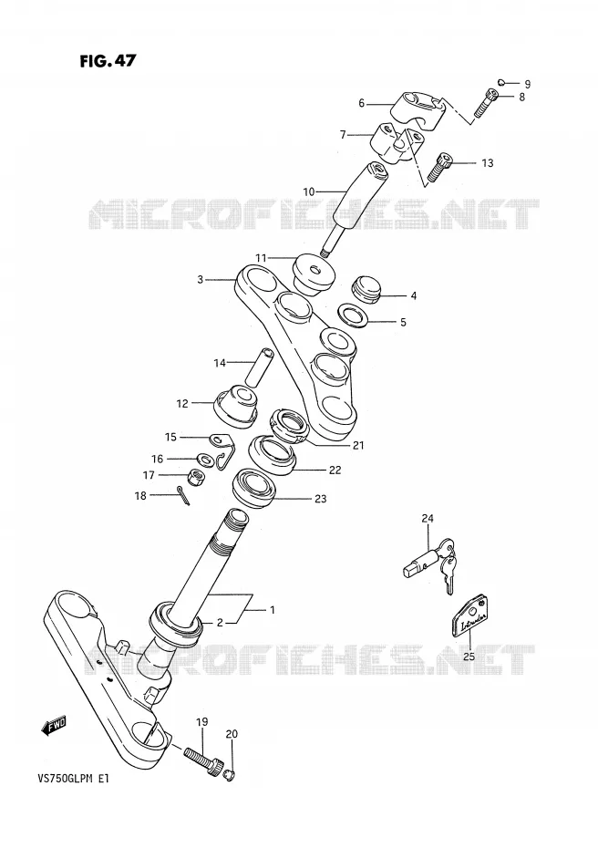 COLONNE DE DIRECTION (MODELE F/G) Suzuki MOTO 750 INTRUDER 1986  VS750GLFG(E1)