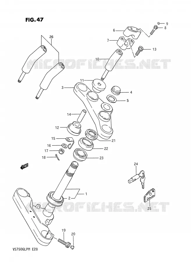COLONNE DE DIRECTION (MODELE F/G) Suzuki MOTO 750 INTRUDER 1987  VS750GLPH(E28)